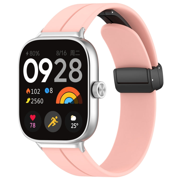 For Xiaomi  Mi Band 8 Pro Groove Folding Magnetic Buckle Silicone Watch Band(Pink) - Watch Bands by PMC Jewellery | Online Shopping South Africa | PMC Jewellery