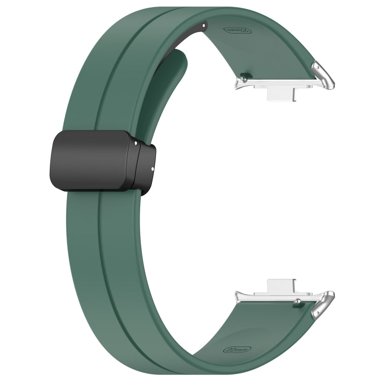 For Xiaomi  Mi Band 8 Pro Groove Folding Magnetic Buckle Silicone Watch Band(Dark Green) - Watch Bands by PMC Jewellery | Online Shopping South Africa | PMC Jewellery