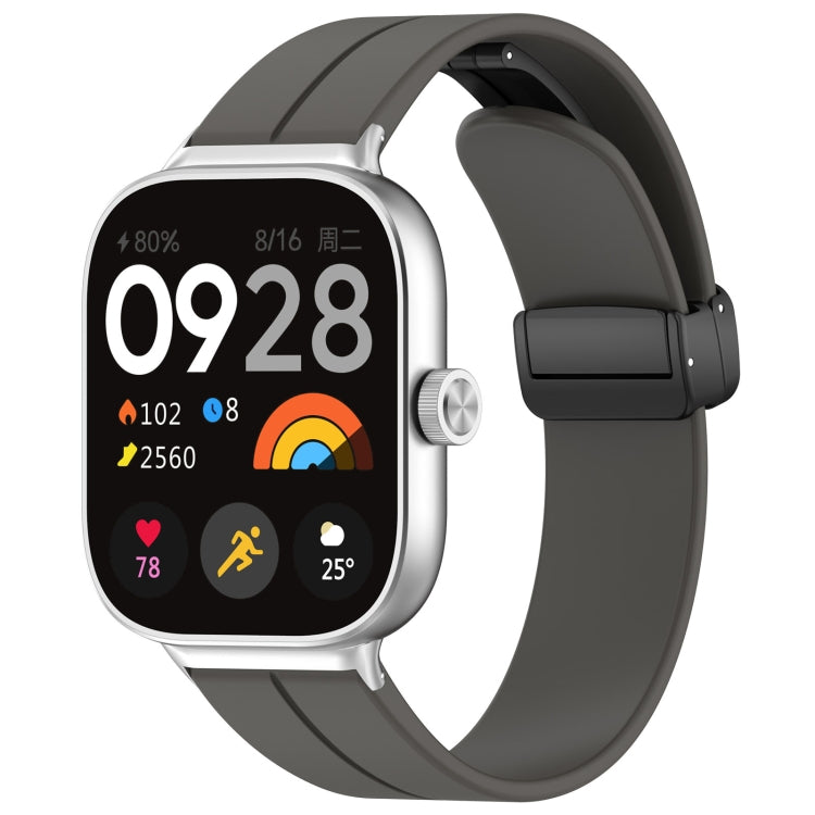 For Xiaomi  Mi Band 8 Pro Groove Folding Magnetic Buckle Silicone Watch Band(Dark Gray) - Watch Bands by PMC Jewellery | Online Shopping South Africa | PMC Jewellery