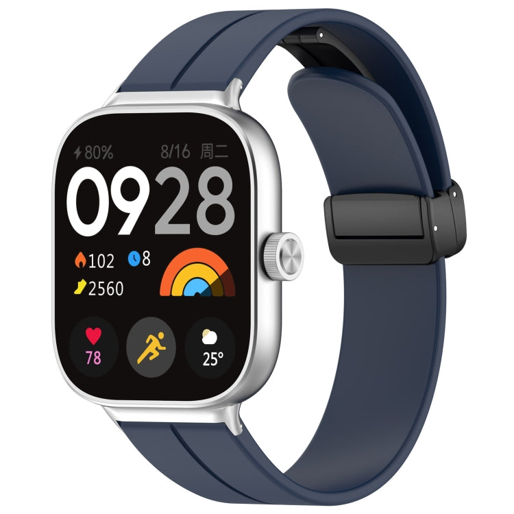 For Xiaomi  Mi Band 8 Pro Groove Folding Magnetic Buckle Silicone Watch Band(Dark Blue) - Watch Bands by PMC Jewellery | Online Shopping South Africa | PMC Jewellery