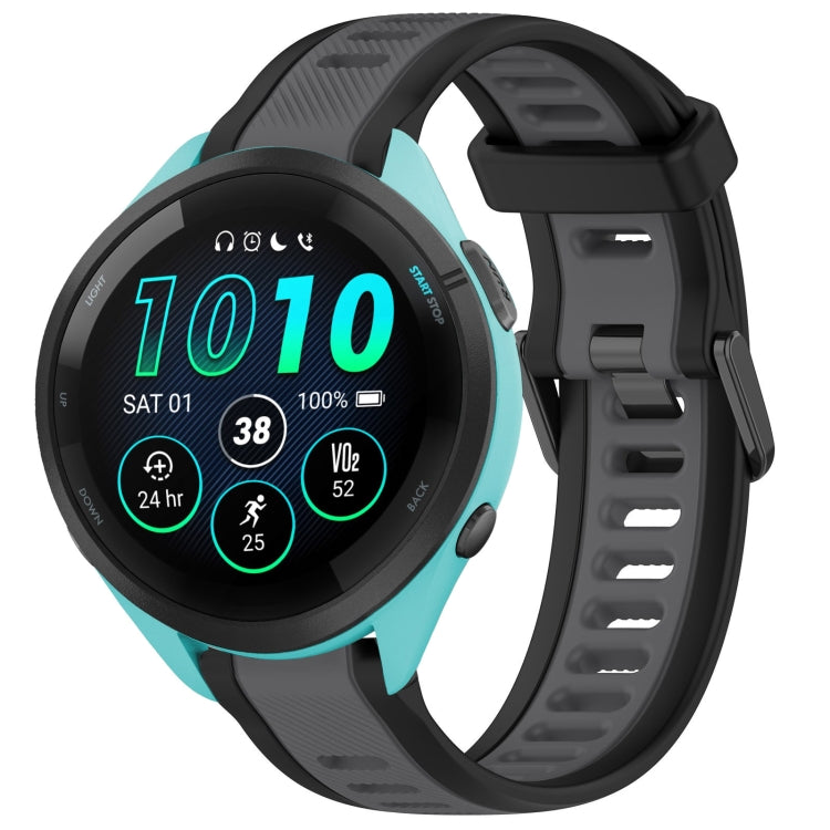 For Garmin Forerunner 265 22mm Two Color Textured Silicone Watch Band(Grey+Black) - Watch Bands by PMC TechLife | Online Shopping South Africa | PMC TechLife