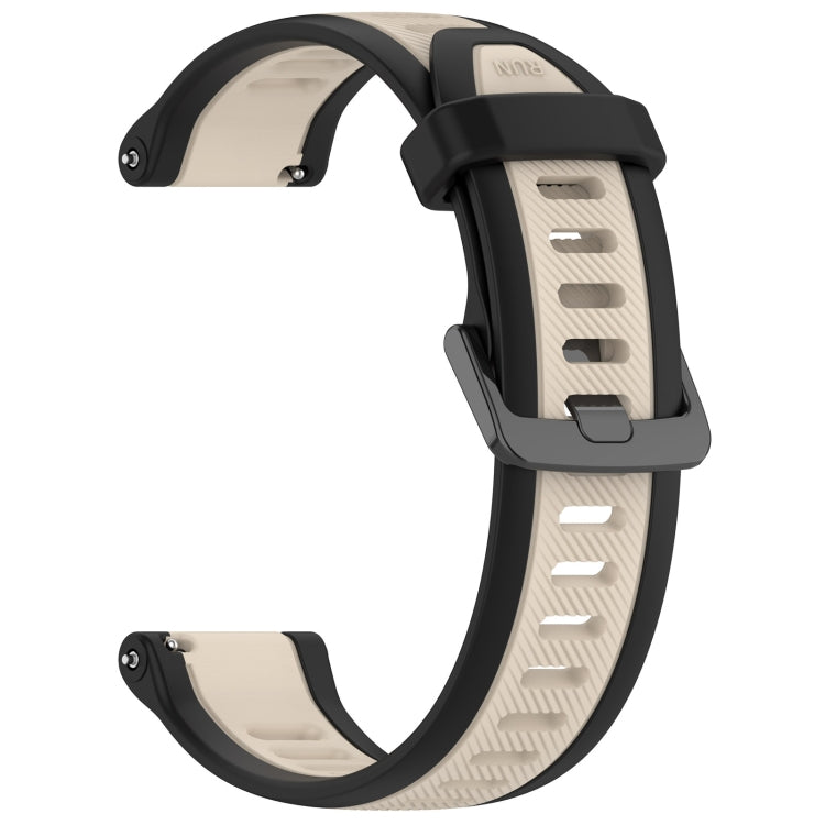 For Garmin Forerunner 265 22mm Two Color Textured Silicone Watch Band(Starlight + Black) - Watch Bands by PMC TechLife | Online Shopping South Africa | PMC TechLife