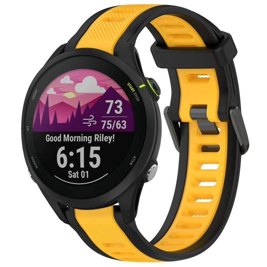 For Garmin Forerunner 255 Music 22mm Two Color Textured Silicone Watch Band(Yellow+Black) - Watch Bands by PMC Jewellery | Online Shopping South Africa | PMC Jewellery