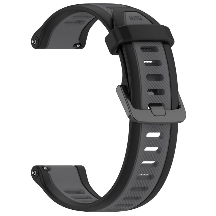For Garmin Forerunner 255 Music 22mm Two Color Textured Silicone Watch Band(Grey+Black) - Watch Bands by PMC Jewellery | Online Shopping South Africa | PMC Jewellery