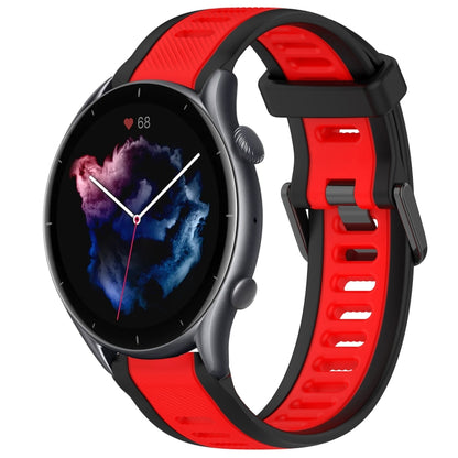 For Amazfit GTR 3 22mm Two-Color Textured Silicone Watch Band(Red+Black) - Watch Bands by PMC Jewellery | Online Shopping South Africa | PMC Jewellery