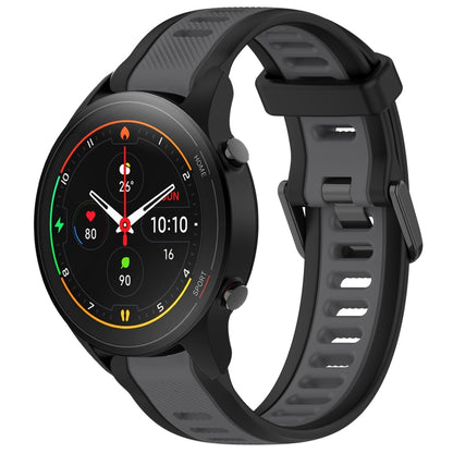 For Xiaomi MI Watch S1 Pro 22mm Two Color Textured Silicone Watch Band(Grey+Black) - Watch Bands by PMC Jewellery | Online Shopping South Africa | PMC Jewellery