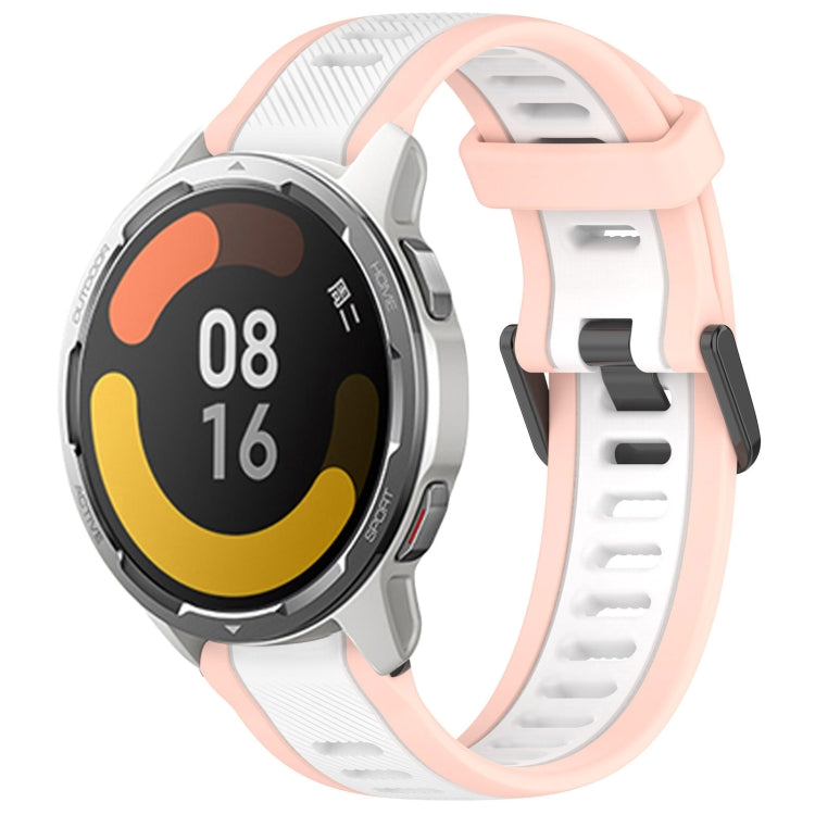 For Xiaomi MI Watch Color 2 22mm Two Color Textured Silicone Watch Band(White+Pink) - Watch Bands by PMC Jewellery | Online Shopping South Africa | PMC Jewellery