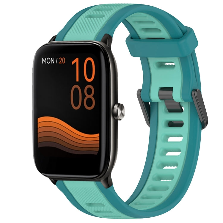 For Xiaomi Haylou GST LS09B 22mm Two Color Textured Silicone Watch Band(Teal) - Watch Bands by PMC Jewellery | Online Shopping South Africa | PMC Jewellery