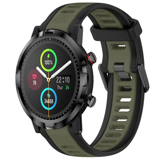 For Xiaomi Haylou RT LS05S 22mm Two Color Textured Silicone Watch Band(Green+Black) - Watch Bands by PMC Jewellery | Online Shopping South Africa | PMC Jewellery