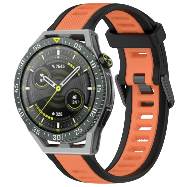 For Huawei Watch GT3 SE 22mm Two Color Textured Silicone Watch Band(Orange+Black) - Watch Bands by PMC Jewellery | Online Shopping South Africa | PMC Jewellery