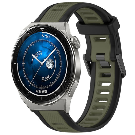 For Huawei Watch GT3 Pro 46mm 22mm Two Color Textured Silicone Watch Band(Green+Black) - Watch Bands by PMC Jewellery | Online Shopping South Africa | PMC Jewellery