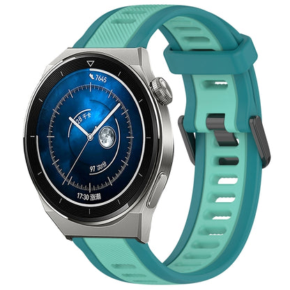 For Huawei Watch GT3 Pro 46mm 22mm Two Color Textured Silicone Watch Band(Teal) - Watch Bands by PMC Jewellery | Online Shopping South Africa | PMC Jewellery