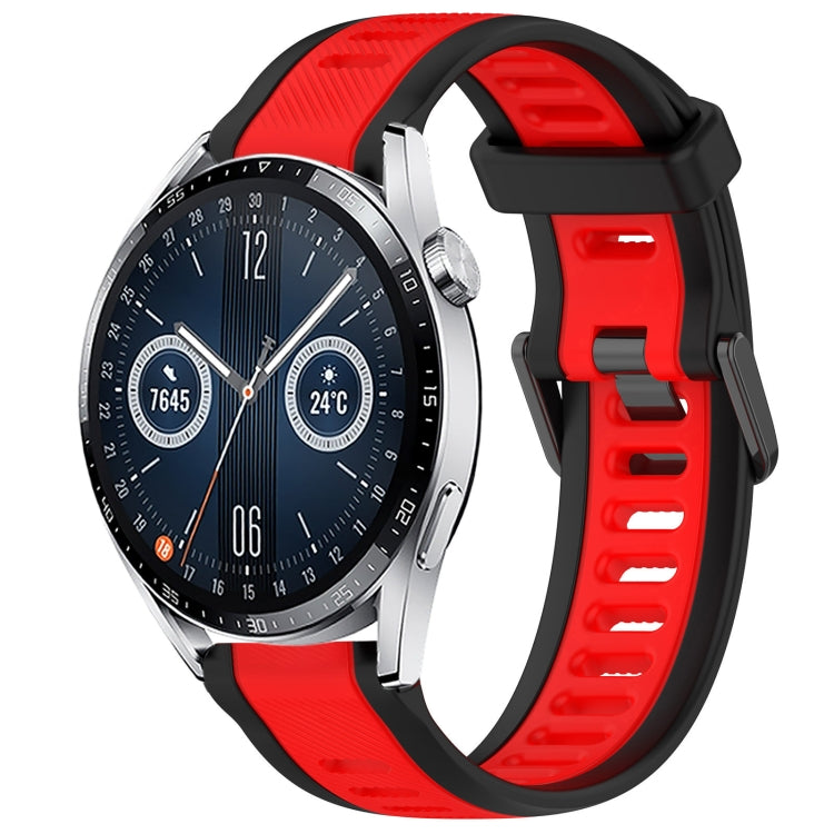 For Huawei Watch GT3 42mm 20mm Two Color Textured Silicone Watch Band(Red+Black) - Watch Bands by PMC Jewellery | Online Shopping South Africa | PMC Jewellery