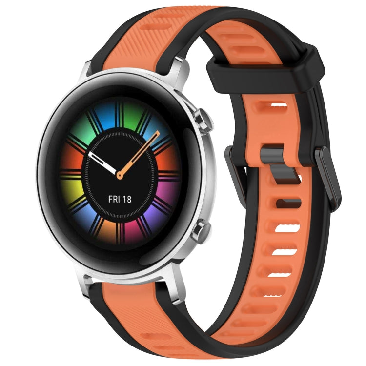 For Huawei Watch GT2 42mm 20mm Two Color Textured Silicone Watch Band(Orange+Black) - Watch Bands by PMC Jewellery | Online Shopping South Africa | PMC Jewellery