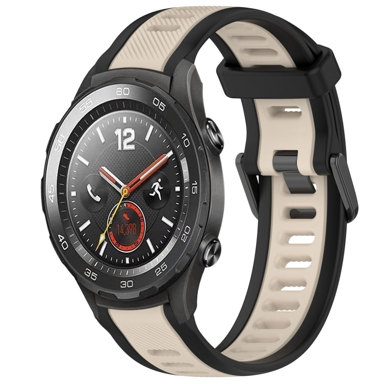 For Huawei Watch 2 20mm Two Color Textured Silicone Watch Band(Starlight + Black) - Watch Bands by PMC TechLife | Online Shopping South Africa | PMC TechLife