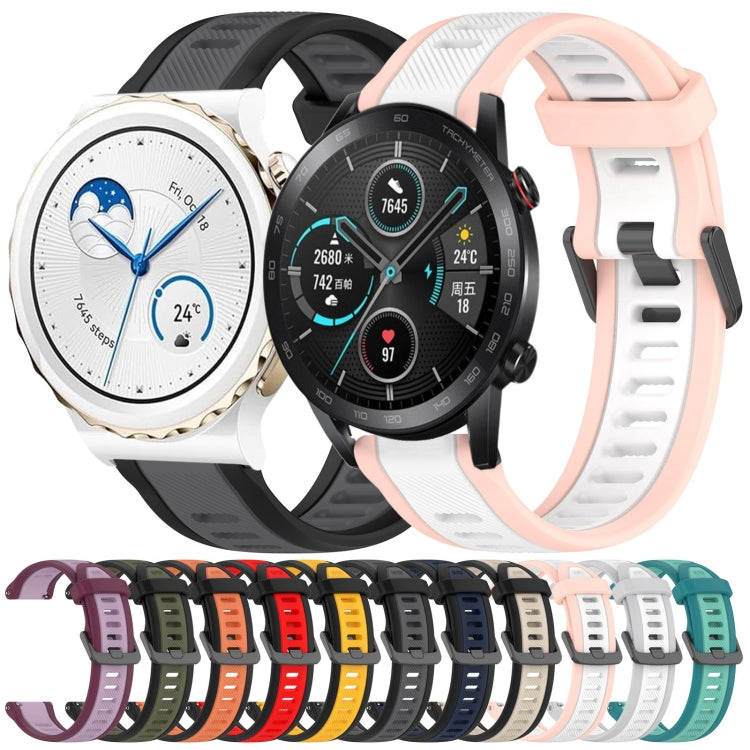 For Huawei Watch GT3 42mm 20mm Two Color Textured Silicone Watch Band(White+Pink) - Watch Bands by PMC Jewellery | Online Shopping South Africa | PMC Jewellery