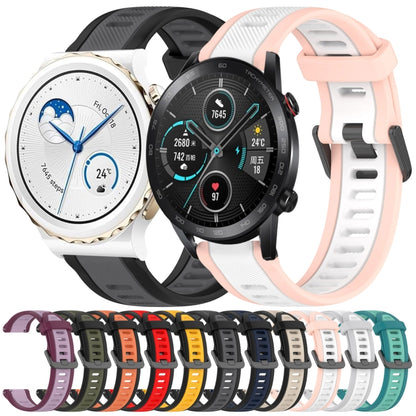 For Huawei Watch GT3 42mm 20mm Two Color Textured Silicone Watch Band(Starlight + Black) - Watch Bands by PMC Jewellery | Online Shopping South Africa | PMC Jewellery