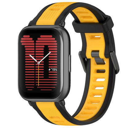 For Amazfit Active 20mm Two-Color Textured Silicone Watch Band(Yellow+Black) - Watch Bands by PMC Jewellery | Online Shopping South Africa | PMC Jewellery