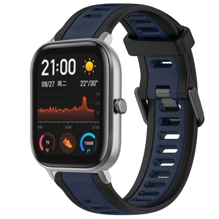For Amazfit GTS 20mm Two-Color Textured Silicone Watch Band(Midnight Blue+Black) - Watch Bands by PMC TechLife | Online Shopping South Africa | PMC TechLife