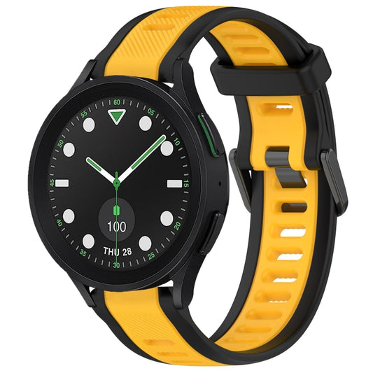 For Samsung Galaxy watch 5 Pro Golf Edition 20mm Two Color Textured Silicone Watch Band(Yellow+Black) - Watch Bands by PMC Jewellery | Online Shopping South Africa | PMC Jewellery