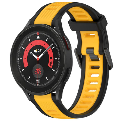 For Samsung Galaxy Watch 5 Pro  45mm 20mm Two Color Textured Silicone Watch Band(Yellow+Black) - Watch Bands by PMC Jewellery | Online Shopping South Africa | PMC Jewellery