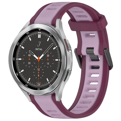 For Samsung  Galaxy Watch 4 Classic 46mm 20mm Two Color Textured Silicone Watch Band(Purple) - Watch Bands by PMC Jewellery | Online Shopping South Africa | PMC Jewellery