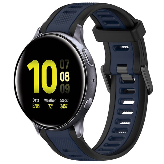 For Samsung Galaxy Watch Active 2 40mm 20mm Two Color Textured Silicone Watch Band(Midnight Blue+Black) - Watch Bands by PMC Jewellery | Online Shopping South Africa | PMC Jewellery