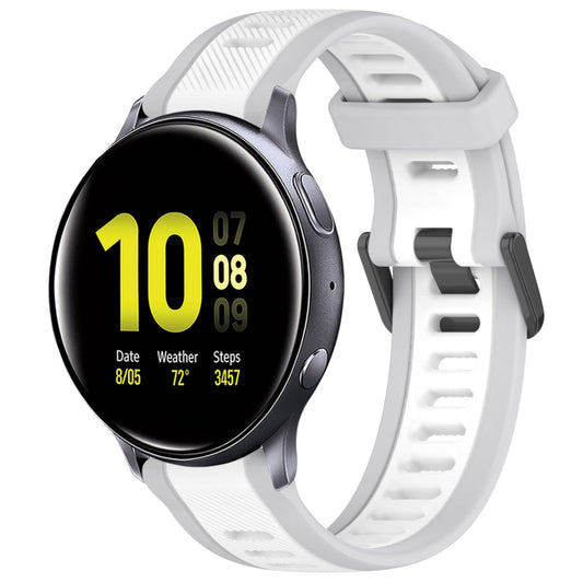 For Samsung Galaxy Watch Active 2 44mm 20mm Two Color Textured Silicone Watch Band(White+Grey) - Watch Bands by PMC Jewellery | Online Shopping South Africa | PMC Jewellery