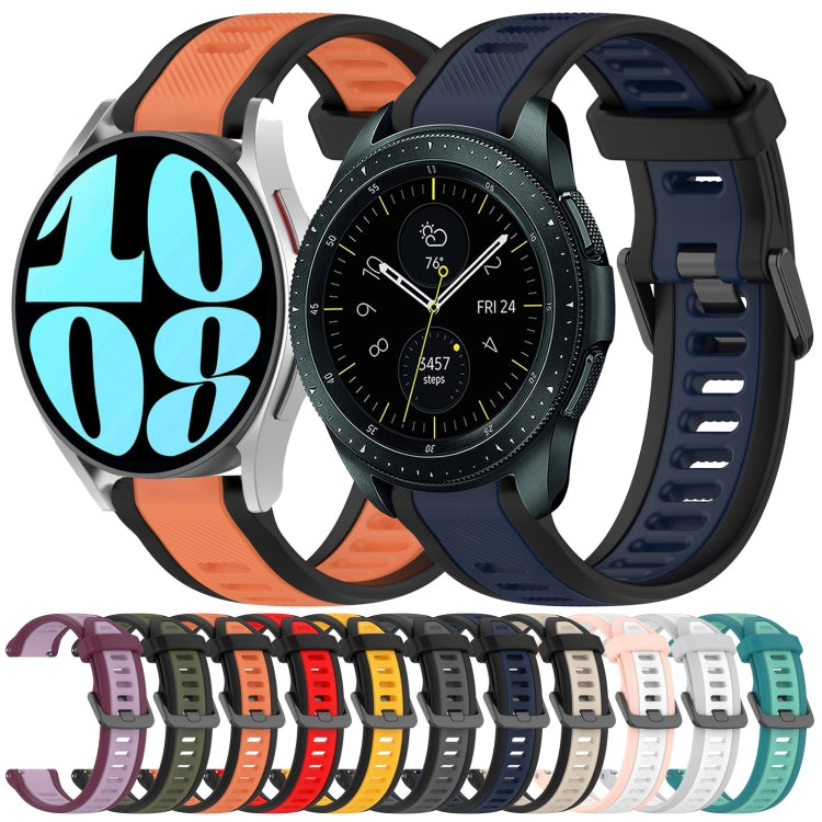 For Samsung  Galaxy Watch 4 Classic 46mm 20mm Two Color Textured Silicone Watch Band(Midnight Blue+Black) - Watch Bands by PMC Jewellery | Online Shopping South Africa | PMC Jewellery