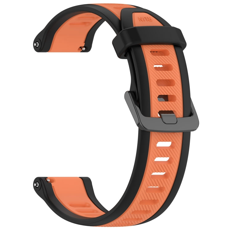 For Garmin Forerunner 165 20mm Two Color Textured Silicone Watch Band(Orange+Black) - Watch Bands by PMC Jewellery | Online Shopping South Africa | PMC Jewellery