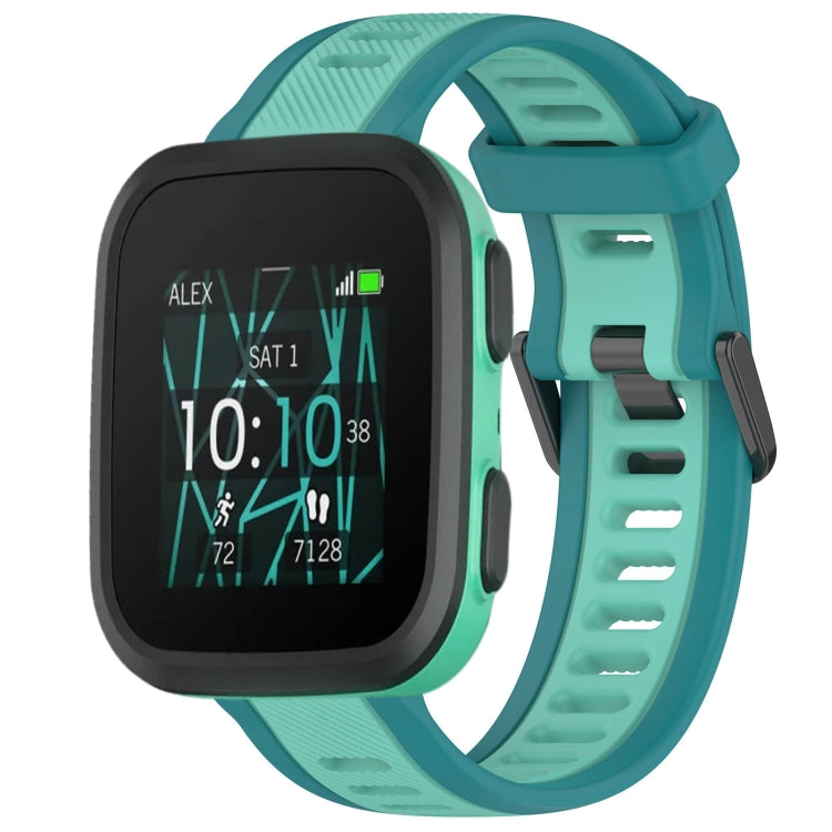 For Garmin Bounce 20mm Two Color Textured Silicone Watch Band(Teal) - Watch Bands by PMC Jewellery | Online Shopping South Africa | PMC Jewellery
