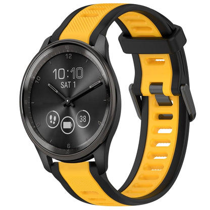 For Garmin VivoMove Trend 20mm Two Color Textured Silicone Watch Band(Yellow+Black) - Watch Bands by PMC Jewellery | Online Shopping South Africa | PMC Jewellery