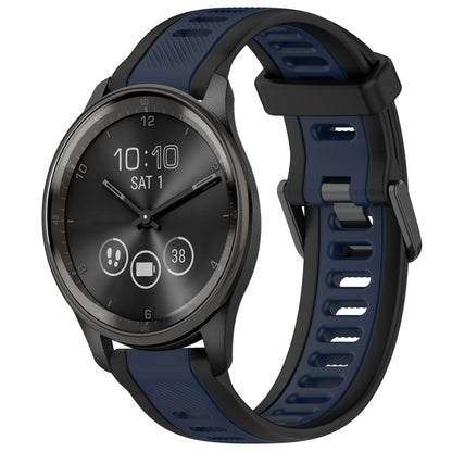 For Garmin VivoMove Trend 20mm Two Color Textured Silicone Watch Band(Midnight Blue+Black) - Watch Bands by PMC Jewellery | Online Shopping South Africa | PMC Jewellery