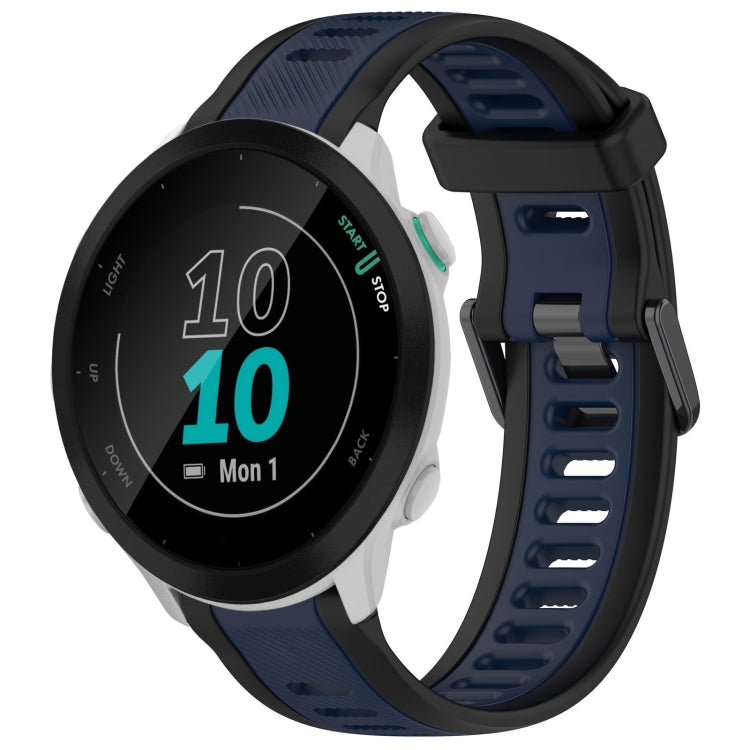 For Garmin Forerunner 55 20mm Two Color Textured Silicone Watch Band(Midnight Blue+Black) - Watch Bands by PMC TechLife | Online Shopping South Africa | PMC TechLife