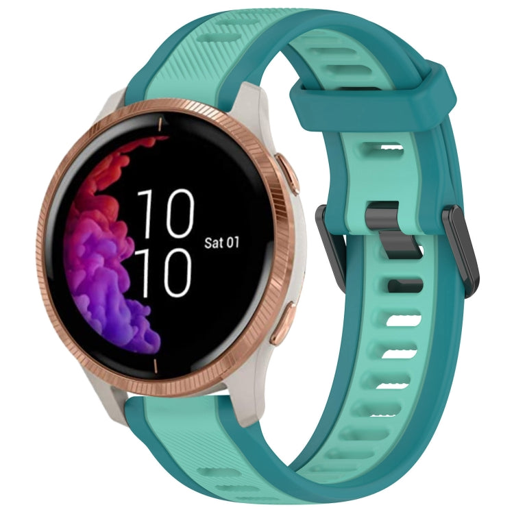 For Garmin Venu 20mm Two Color Textured Silicone Watch Band(Teal) - Watch Bands by PMC TechLife | Online Shopping South Africa | PMC TechLife