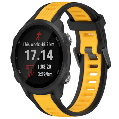 For Garmin Forerunner 245 / 245 Music 20mm Two Color Textured Silicone Watch Band(Yellow+Black) - Watch Bands by PMC Jewellery | Online Shopping South Africa | PMC Jewellery