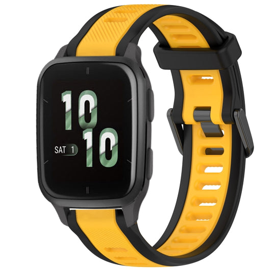 For Garmin Forerunner Sq2 / Sq2 Music 20mm Two Color Textured Silicone Watch Band(Yellow+Black) - Watch Bands by PMC Jewellery | Online Shopping South Africa | PMC Jewellery