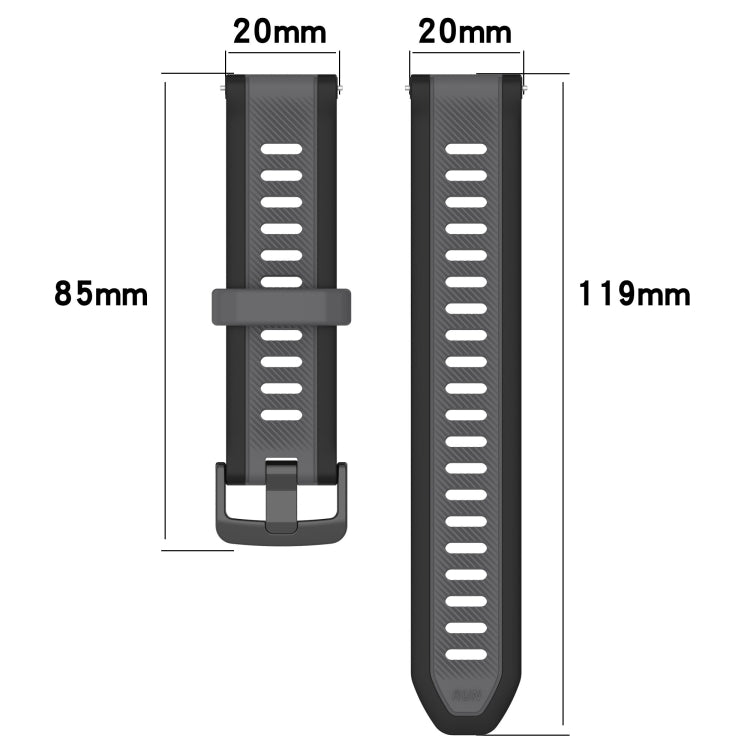 For Garmin Forerunner 165 20mm Two Color Textured Silicone Watch Band(Red+Black) - Watch Bands by PMC TechLife | Online Shopping South Africa | PMC TechLife