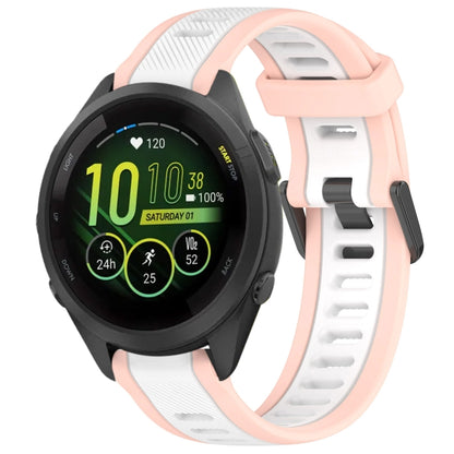 For Garmin Forerunner 265S 18mm Two Color Textured Silicone Watch Band(White+Pink) - Watch Bands by PMC Jewellery | Online Shopping South Africa | PMC Jewellery