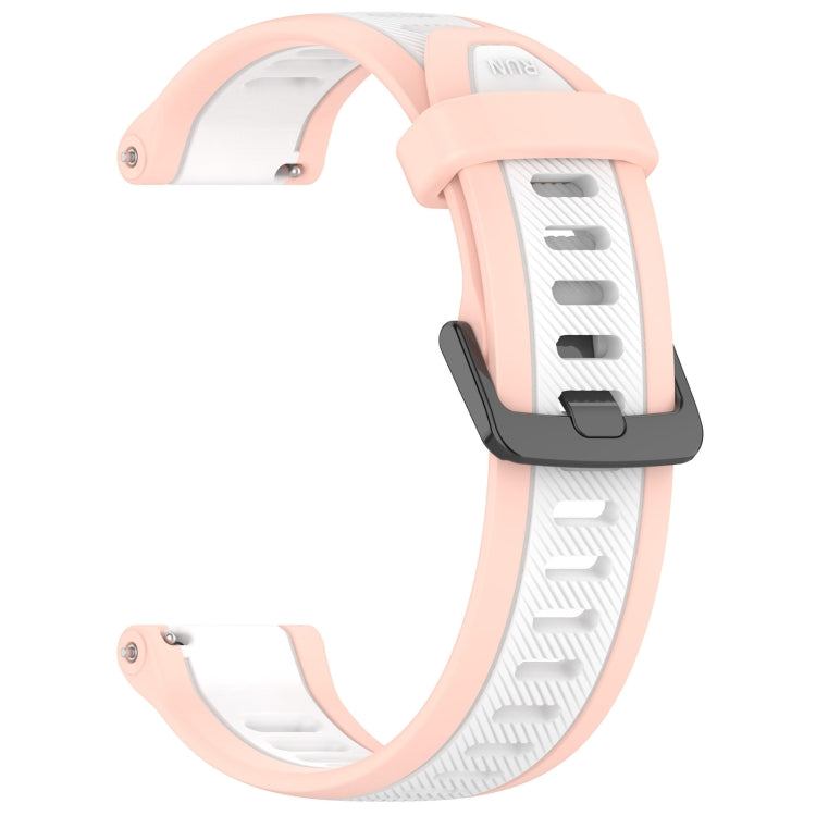 For Garmin Forerunner 265S 18mm Two Color Textured Silicone Watch Band(White+Pink) - Watch Bands by PMC TechLife | Online Shopping South Africa | PMC TechLife