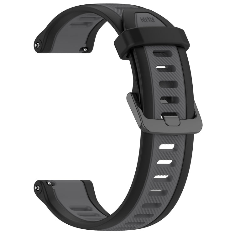 For Garmin Active S 18mm Two Color Textured Silicone Watch Band(Grey+Black) - Watch Bands by PMC TechLife | Online Shopping South Africa | PMC TechLife