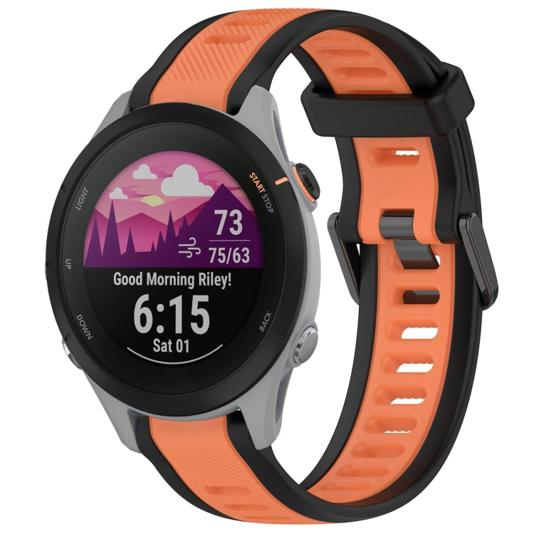 For Garmin Forerunner 255S 18mm Two Color Textured Silicone Watch Band(Orange+Black) - Watch Bands by PMC TechLife | Online Shopping South Africa | PMC TechLife