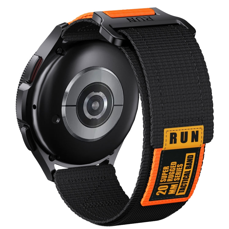 20mm Two Color Nylon Canvas Hook And Loop Fastener Watch Band(Black+Orange) - 20mm Bands by PMC TechLife | Online Shopping South Africa | PMC TechLife