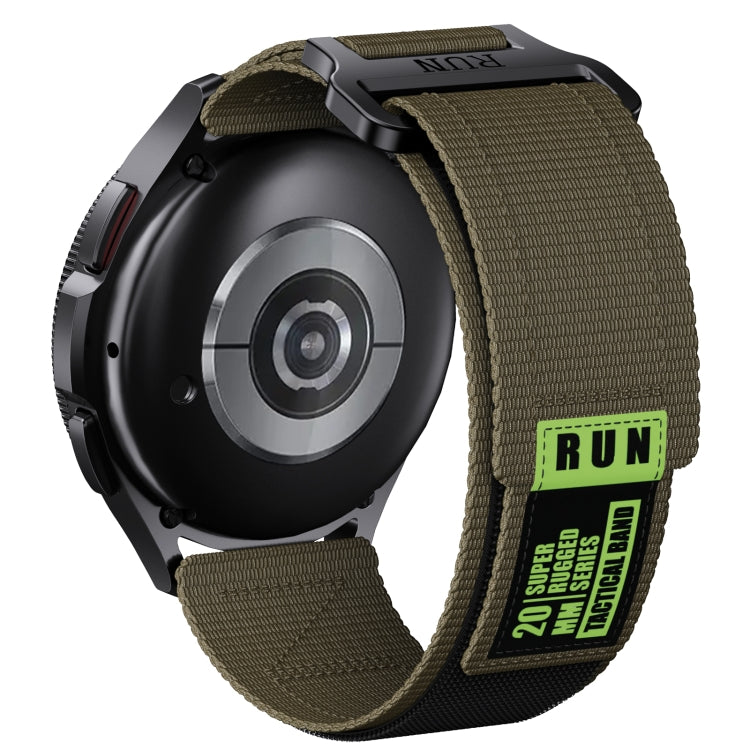 22mm Two Color Nylon Canvas Hook And Loop Fastener Watch Band(Army Green+Black) - 22mm Bands by PMC TechLife | Online Shopping South Africa | PMC TechLife
