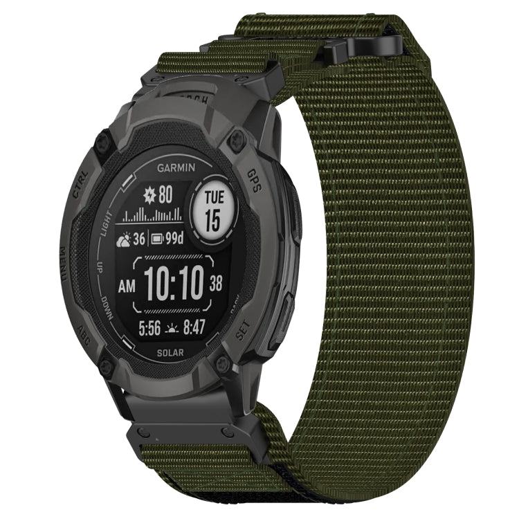 For Garmin  Instinct 2 Solar 22mm Nylon Hook And Loop Fastener Watch Band(Army Green) - Watch Bands by PMC Jewellery | Online Shopping South Africa | PMC Jewellery