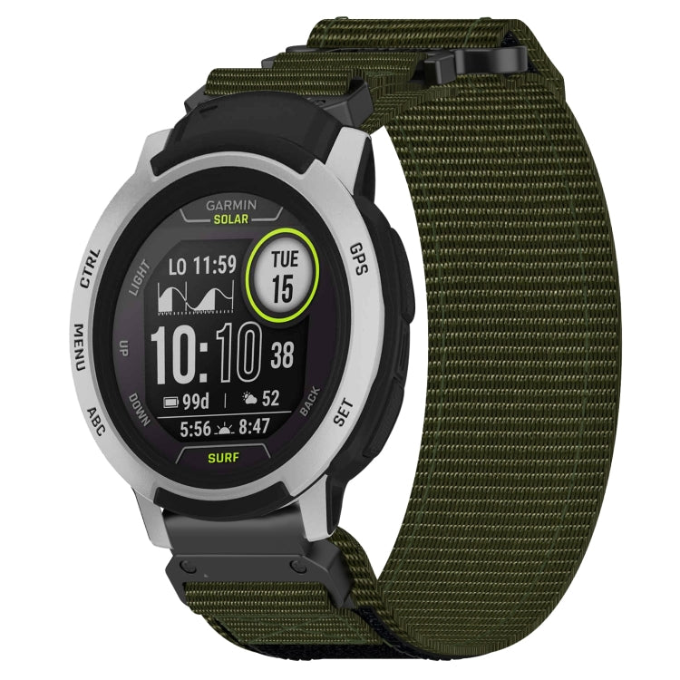 For Garmin Instinct 22mm Nylon Hook And Loop Fastener Watch Band(Army Green) - Watch Bands by PMC Jewellery | Online Shopping South Africa | PMC Jewellery