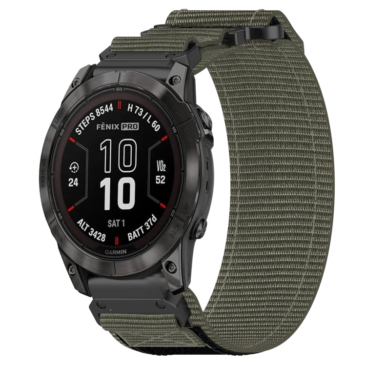 For Garmin Fenix 7X Pro 51mm 26mm Nylon Hook And Loop Fastener Watch Band(Grey) - Watch Bands by PMC Jewellery | Online Shopping South Africa | PMC Jewellery