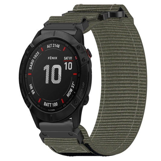 For Garmin Fenix 6X Sapphire 26mm Nylon Hook And Loop Fastener Watch Band(Grey) - Watch Bands by PMC Jewellery | Online Shopping South Africa | PMC Jewellery