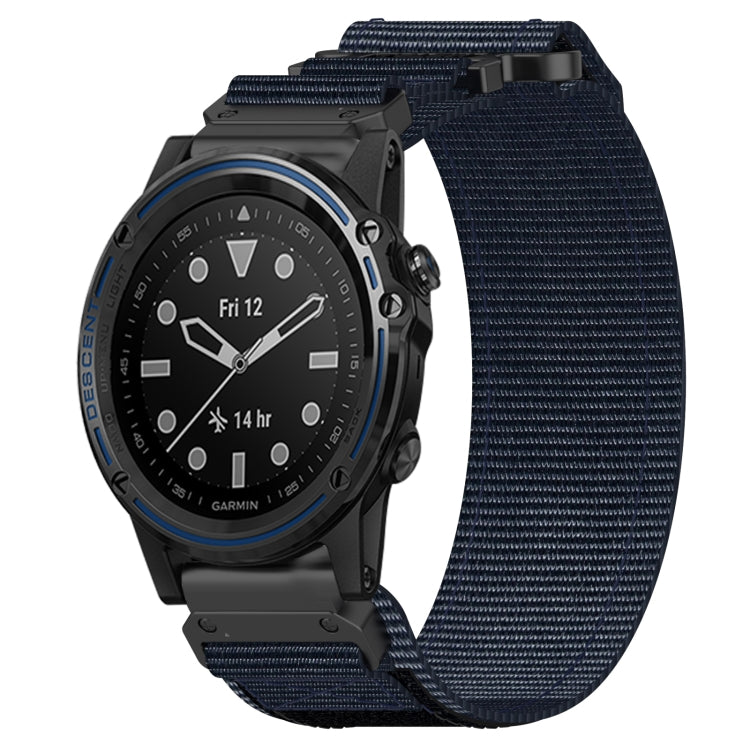 For Garmin Descent MK 1 26mm Nylon Hook And Loop Fastener Watch Band(Blue) - free shipping - PMC TechLife - Order now!
