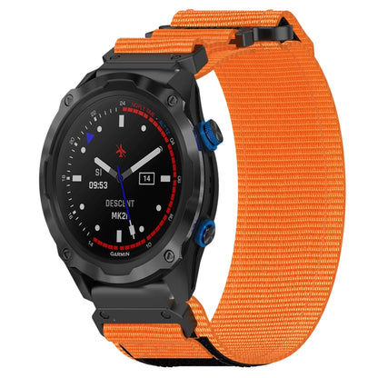 For Garmin Descent MK 2i 26mm Nylon Hook And Loop Fastener Watch Band(Orange) - Watch Bands by PMC Jewellery | Online Shopping South Africa | PMC Jewellery